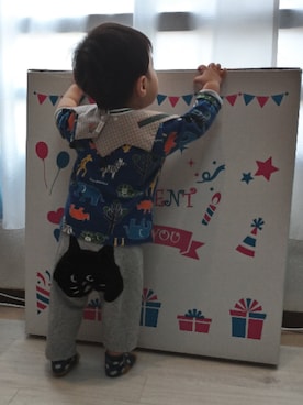 「Moujonjon（ムージョンジョン）のアイテム（トップス）」を使った、みどりのかいじゅーさん（キッズ・80cm）の夏コーディネート