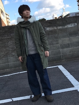 「ファー」｜「アイテム（モッズコート）」を使った、Maruki○◉さん（メンズ・168cm）の冬コーディネート