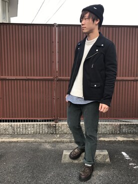 「RAGEBLUE（レイジブルー）のアイテム（パンプス）」を使った、Maruki○◉さん（メンズ・168cm）の冬コーディネート