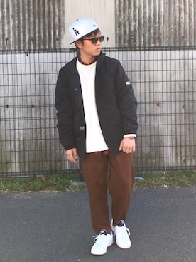 「BEN DAVIS（ベンデイビス）のアイテム（マウンテンパーカー）」を使った、Maruki○◉さん（メンズ・166cm）の冬コーディネート