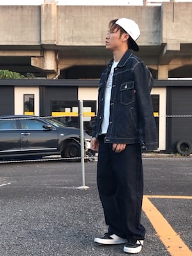 「STUSSY（ステューシー）のアイテム（デニムジャケット）」を使った、Maruki○◉さん（メンズ・166cm）の秋コーディネート