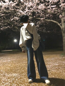 「niko and...（ニコアンド）のメンテンBIGBIG Ｔシャツ【niko and ...】（Tシャツ/カットソー）」を使った、Mayuさん（レディース・158cm）の春コーディネート