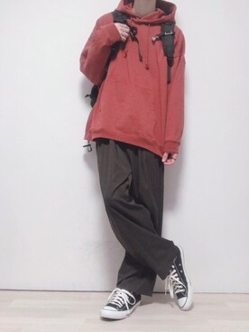 「アイテム（パーカー、ブラウン系）」を使った、ただしさん（メンズ・170cm）の冬コーディネート