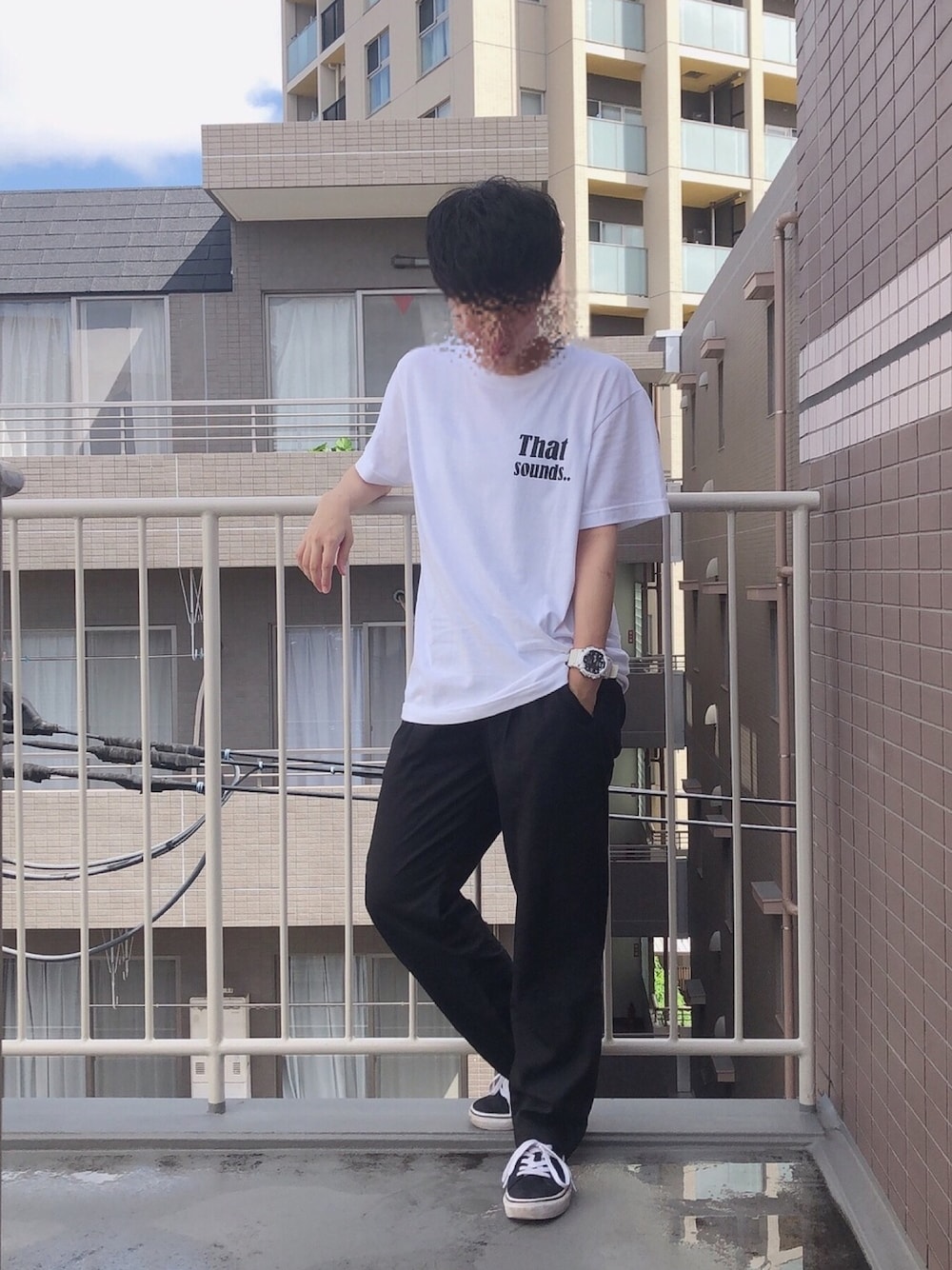 「シンプル、Tシャツ、PLST、niko and ...、ゆるコーデ、VANS、夏、モノトーン、ootd」｜「PLSTのアイテム（トップス、ホワイト系）」を使った、よさん（メンズ・160cm）の夏コーディネートの1枚目の写真
