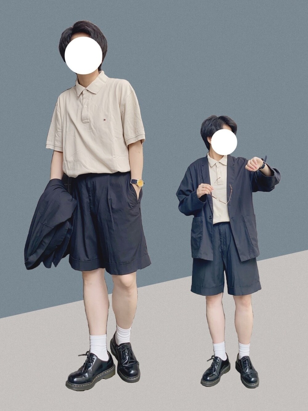 「今日のコーデ、シンプル、ゆるコーデ、古着、ポロシャツ、セットアップ、ハーフパンツ、ベージュ、キレイめ」｜「TOMMY HILFIGERのアイテム（ポロシャツ、ベージュ系）」を使った、よさん（メンズ・160cm）の春コーディネートの1枚目の写真