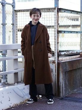 「BEAMS」｜「アイテム（チェスターコート）」を使った、Ray BEAMSさん（レディース・159cm）の冬コーディネート