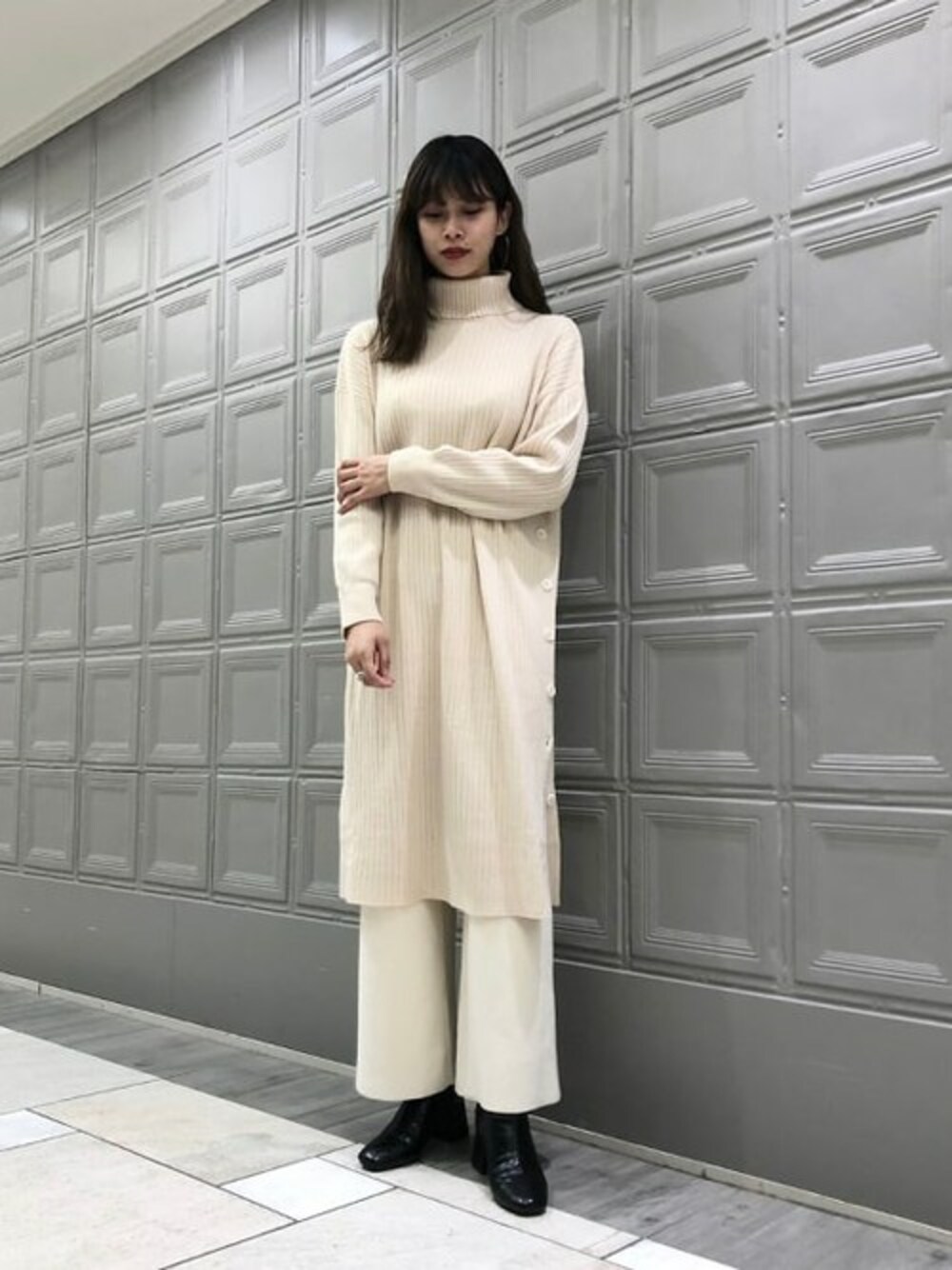 BEAMS リブタートル ニットワンピース Demi-Luxe BEAMS（デミルクス