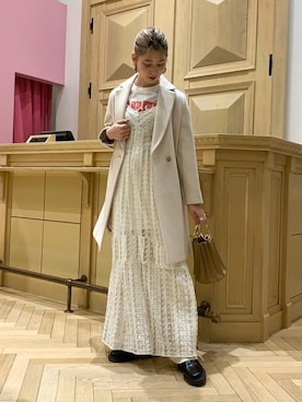 「BEAMS」｜「アイテム（チェスターコート）」を使った、Ray BEAMSさん（レディース・164cm）の冬コーディネート