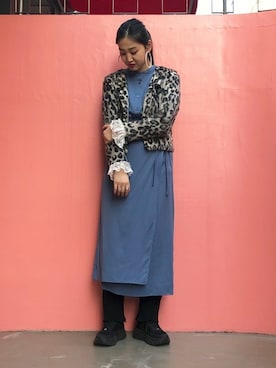 「ワンピース×スニーカー」｜「アイテム（財布/小物）」を使った、Ray BEAMSさん（レディース・167cm）の冬コーディネート