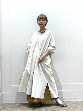 「マキシスカート」｜「アイテム（シャツワンピース）」を使った、Ray BEAMSさん（レディース・159cm）の春コーディネート