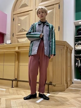 「Ray BEAMS（レイビームス）のRay BEAMS / タックフロント テーパード パンツ（その他パンツ）」を使った、Ray BEAMSさん（レディース・168cm）の夏コーディネート