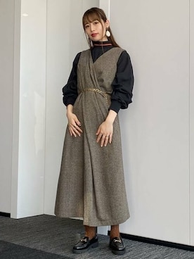 「グリッター」｜「アイテム（ワンピース/ドレス）」を使った、Ray BEAMSさん（レディース・163cm）の秋コーディネート