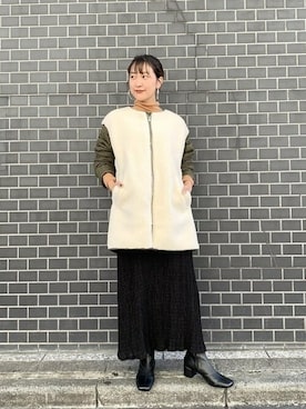 「シアーニット」｜「アイテム（その他アウター）」を使った、Ray BEAMSさん（レディース・159cm）の秋コーディネート