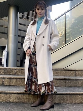 「ブルーニット」｜「アイテム（チェスターコート）」を使った、Ray BEAMSさん（レディース・163cm）の秋コーディネート