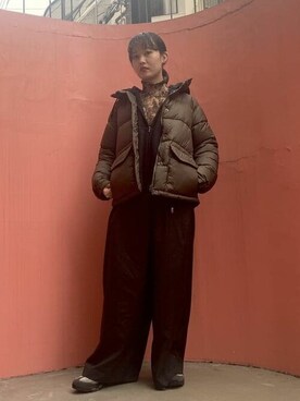 「オリーブ」｜「アイテム（ダウンジャケット/コート）」を使った、Ray BEAMSさん（レディース・154cm）の冬コーディネート