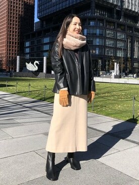 「スヌード」｜「アイテム（その他アウター）」を使った、Ray BEAMSさん（レディース・155cm）の冬コーディネート