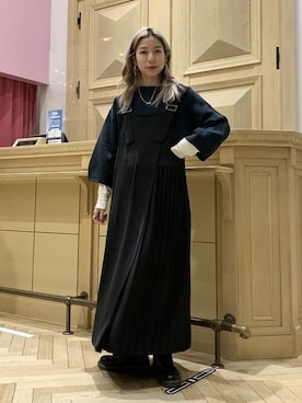 「ダークグリーン」｜「アイテム（ニット/セーター）」を使った、Ray BEAMSさん（レディース・159cm）の冬コーディネート