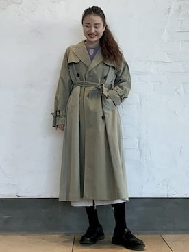 「オリーブ」｜「アイテム（トレンチコート）」を使った、Ray BEAMSさん（レディース・162cm）の冬コーディネート