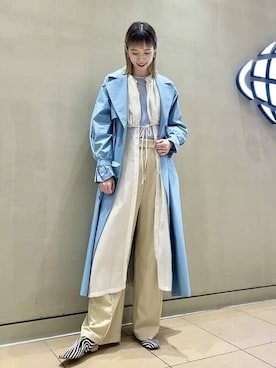 「シアーワンピース」｜「アイテム（トレンチコート）」を使った、Ray BEAMSさん（レディース・164cm）の冬コーディネート