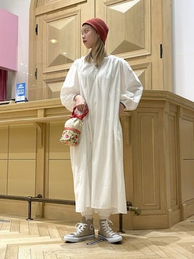 「ニットキャップ」｜「アイテム（ワンピース/ドレス）」を使った、Ray BEAMSさん（レディース・164cm）の冬コーディネート