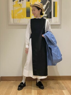 「Ray BEAMS（レイビームス）のアイテム（ステンカラーコート）」を使った、Ray BEAMSさん（レディース・156cm）の春コーディネート