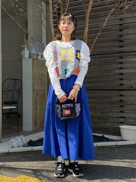 「BEAMS BOY（ビームスボーイ）のManhattan Portage × BEAMS BOY / 別注 クリア ミニ トートバッグ（トートバッグ）」を使った、Ray BEAMSさん（レディース・160cm）の春コーディネート