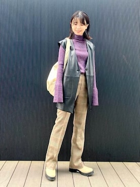 「Ray BEAMS（レイビームス）のRay BEAMS / メランジ リブタートルネック ニット（ニット/セーター）」を使った、Ray BEAMSさん（レディース・162cm）の夏コーディネート