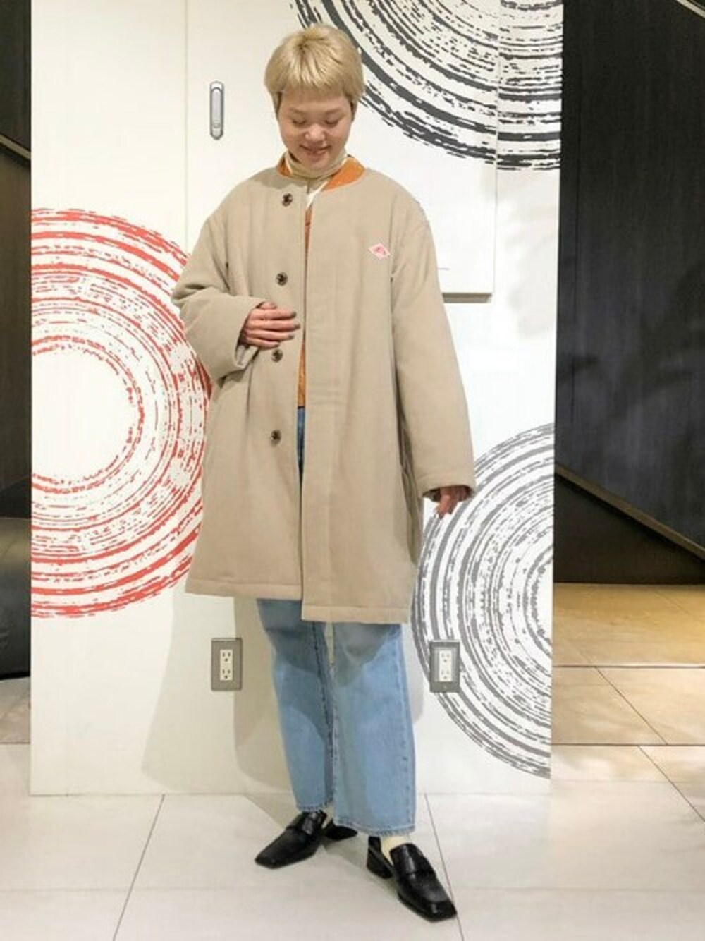 DANTON × Ray BEAMS / 別注 モッサ ノーカラー ダウンコートを