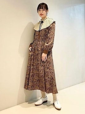「BEAMS LIGHTS」｜「アイテム（ワンピース/ドレス）」を使った、Ray BEAMSさん（レディース・162cm）の秋コーディネート
