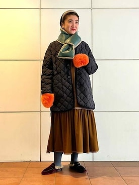 「Ray BEAMS（レイビームス）のGYMPHLEX / キルト ダウン コート（ダウンジャケット/コート）」を使った、Ray BEAMSさん（レディース・160cm）の秋コーディネート