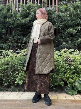 Ray BEAMS / 袖キリカエ キルティング コートを使った人気ファッション