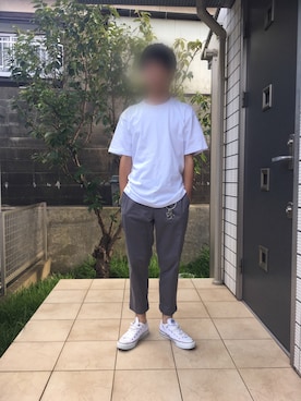 「Right-on（ライトオン）のアイテム（スラックス）」を使った、利武さん（メンズ・166cm）の秋コーディネート