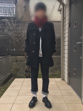 「semantic design（セマンティックデザイン）のアイテム（ピーコート）」を使った、利武さん（メンズ・166cm）の冬コーディネート