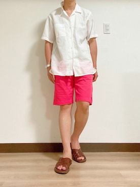 「NANO universe（ナノユニバース）のアイテム（サンダル）」を使った、41さん（メンズ・160cm）の夏コーディネート