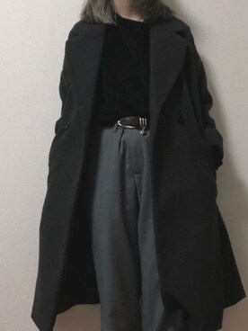 「RAY CASSIN（レイカズン）のアイテム（チェスターコート）」を使った、ｷﾁさん（レディース・153cm）の冬コーディネート