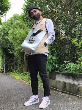 「WILD THINGS（ワイルドシングス）のアイテム（ダウンベスト）」を使った、おっくんさん（メンズ・168cm）の春コーディネート