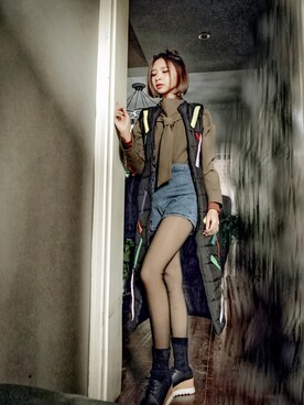 「MY（マイ）のアイテム（パンツ）」を使った、娜姐さん（レディース・155cm）の春コーディネート