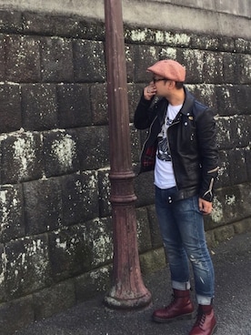 「ハンチング」｜「アイテム（音楽/本・雑誌）」を使った、Kouichiさん（メンズ・168cm）の春コーディネート