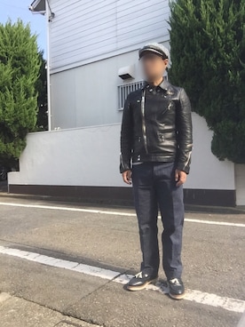 「タッセルローファー」｜「アイテム（ライダースジャケット）」を使った、Kouichiさん（メンズ・168cm）の秋コーディネート
