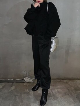 「GU（ジーユー）のアイテム（パンツ、ブラック系）」を使った、REINOさん（レディース・152cm）の冬コーディネート