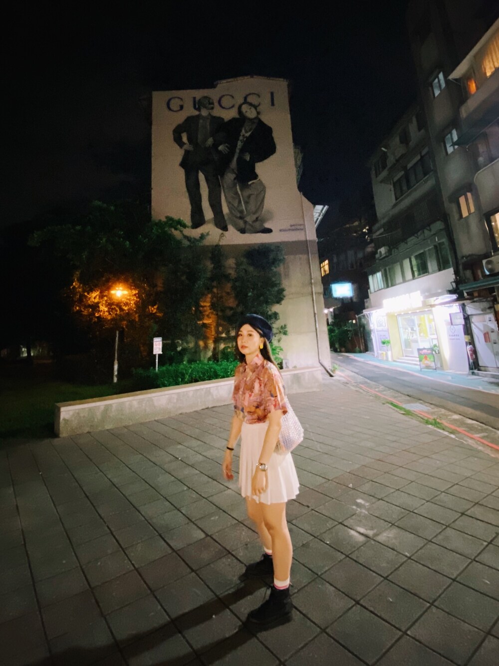 「ootd、GUCCI、Dr.Martens、MARC BY MARC JACOBS、TESTIFY、vintage、outfit、wiwt、streetstyle、oldskool」｜「TESTIFYのアイテム（帽子、ブルー系）」を使った、Zooeyさん（レディース・165cm）の秋コーディネートの1枚目の写真