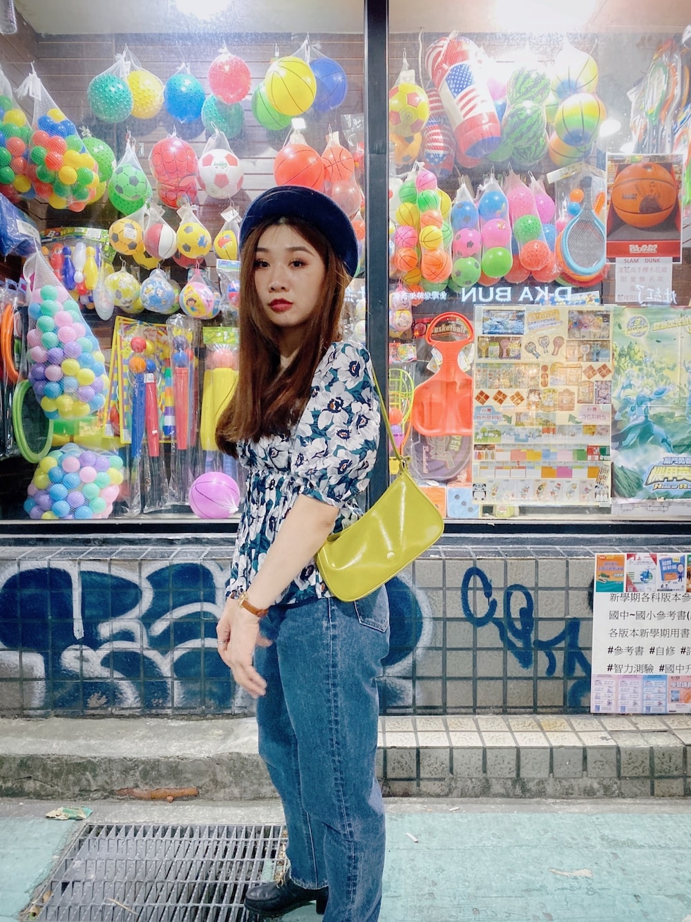 「ootd、outfit、moussy、look、vintage、oldskool、AZUL by moussy、STYLE、TESTIFY、Taiwan」｜「TESTIFYのアイテム（帽子、ブルー系）」を使った、Zooeyさん（レディース・165cm）の秋コーディネートの1枚目の写真