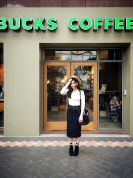 「MERCURYDUO（マーキュリーデュオ）のアイテム（帽子）」を使った、Zooeyさん（レディース・165cm）の春コーディネート