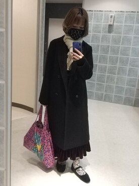 「NANO universe（ナノユニバース）のアイテム（チェスターコート）」を使った、charlotteさん（レディース・149cm）の冬コーディネート