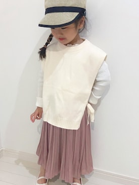 「アイテム（キャスケット）」を使った、🅁🄸🄽🄾さん（キッズ・100cm）の春コーディネート