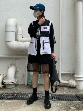 「アイテム（ブーティ）」を使った、Cyanさん（レディース・154cm）の冬コーディネート