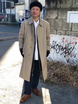 「新年一発目」｜「アイテム（ステンカラーコート）」を使った、t_ogaさん（メンズ・165cm）の冬コーディネート