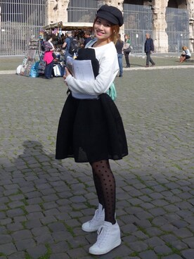 「breadnbutterのアイテム（スカート、ブラック系）」を使った、twiggysung さん（レディース・153cm）の冬コーディネート