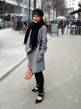 「asos（エイソス）のアイテム（サンダル、ブラック系）」を使った、twiggysung さん（レディース・153cm）の冬コーディネート