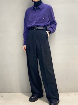 「PUBLUX（パブリュクス）のアイテム（スラックス）」を使った、ハルカさん（レディース・162cm）の冬コーディネート